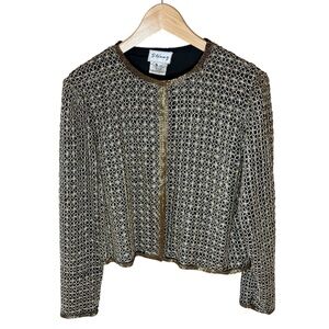 Vintage Stenay 100% Silk Beaded Floral Cardigan Hook Closure‎ - 1980s - 1990s